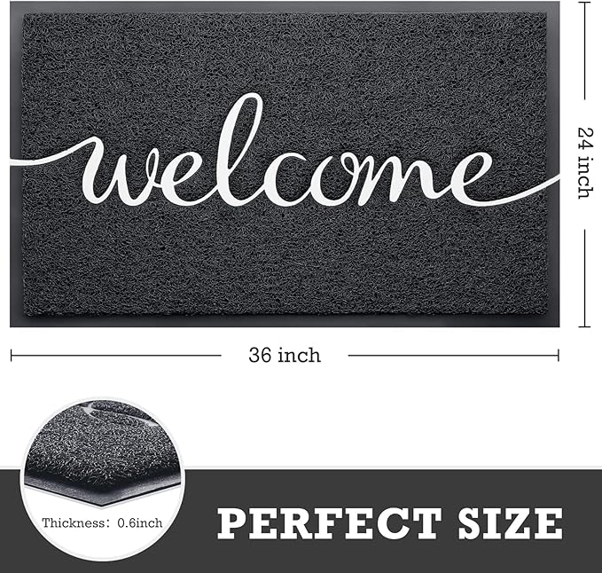 CozyBounty Black Door Mat Welcome Mats Outdoor Indoor Non-Slip Doormat - Image 3