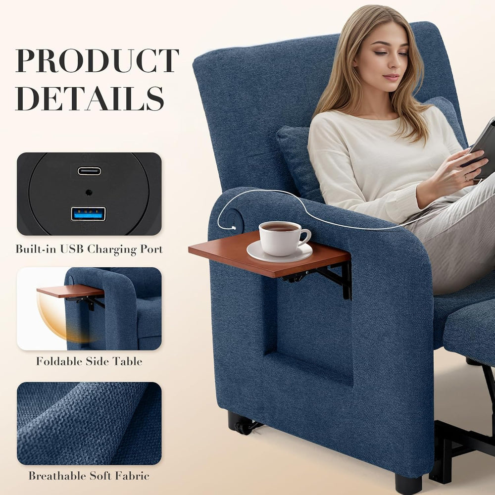 Convertible Sleeper Chair-Fabric Futon Sofa Bed, Single Sleeper Sofa, Small C...