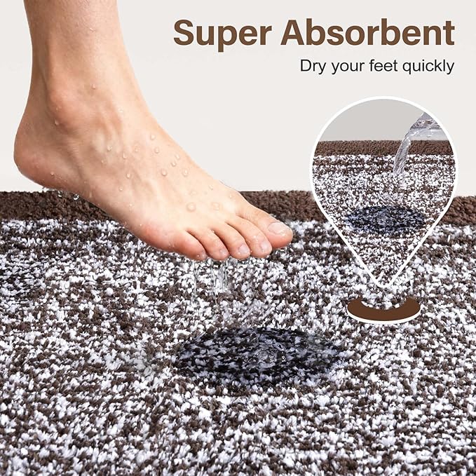 Bathroom Rugs 30x20 Non Slip Washable, Soft Absorbent Quick Dry Mats - Image 7