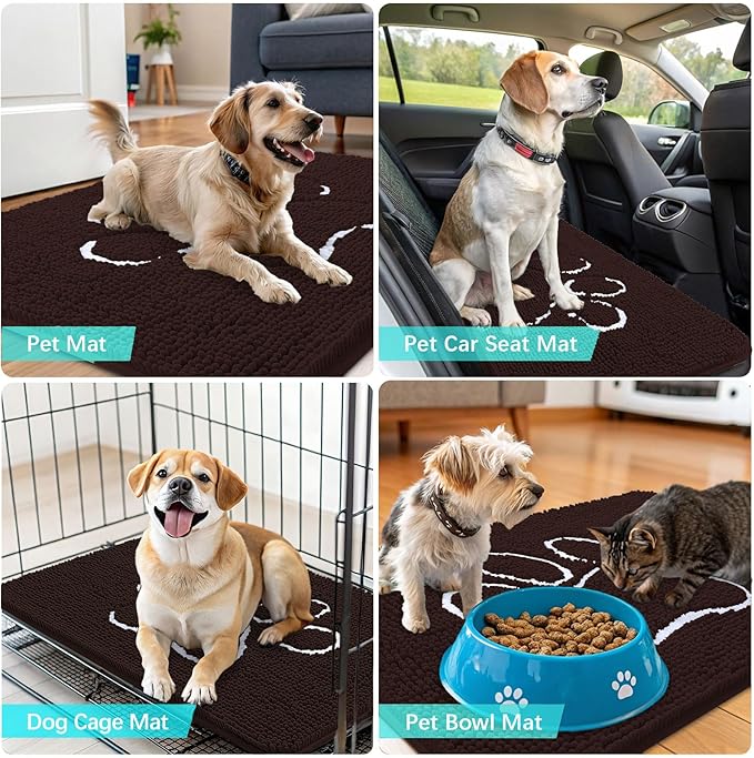 OLANLY Dog Door Mat for Muddy Paws 36x24, Paw Print Design, Absorbs Moisture - Image 7