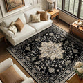 RELEANY Area Rugs Square 6ft Washable Non-Slip, Floral Vintage Distress Print by RELEANY