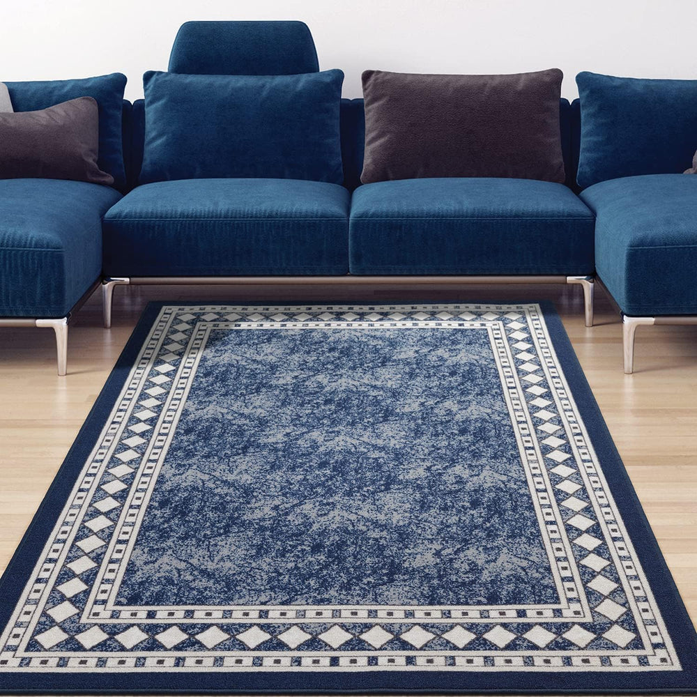 Antep Rugs Alfombras Modern Bordered 8x10 Non-Skid (Non-Slip) Low Profile Pil...