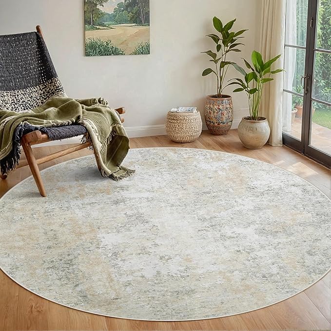 Round Rug 6ft Circle Rug Washable: Carpet Small Circular Area Rug by Aelenmu