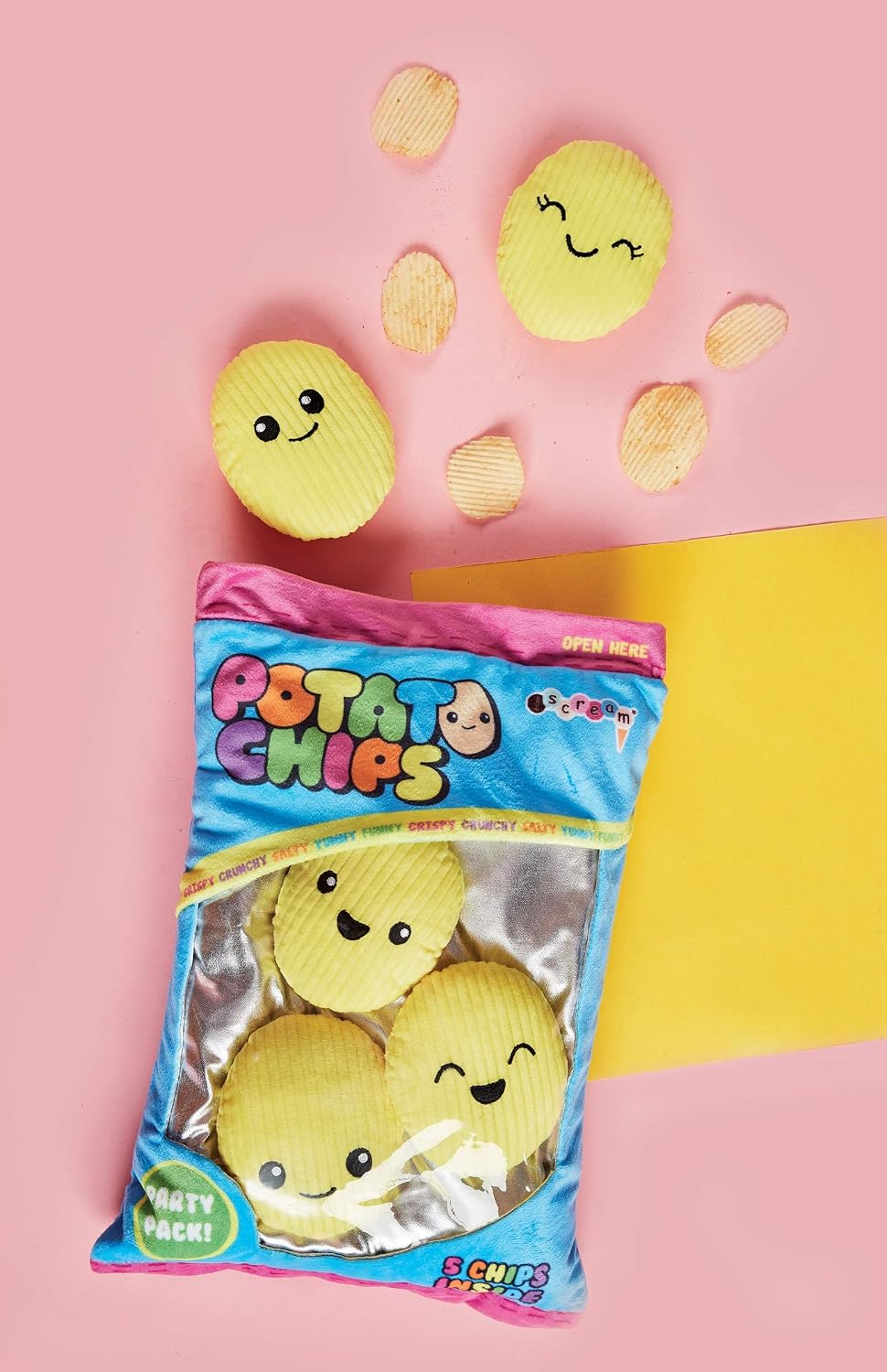 iscream Play with Your Food! Potato Chip Fleece Play Pillow Set with Embriodered Accents