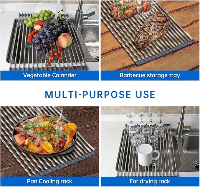 CHIRISEN Expandable Large Roll Up Dish Drying Rack 18 Tube - Image 7