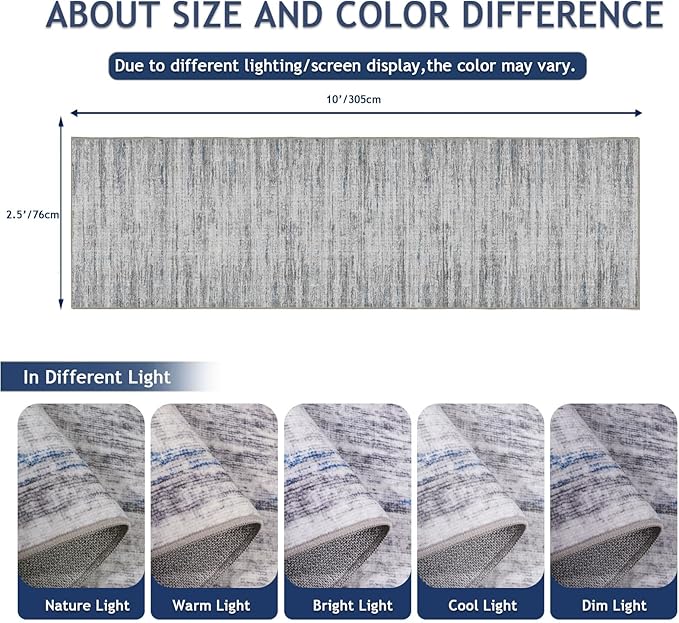 2.5x10 Washable Runner Rugs, 10 ft Runner Rug