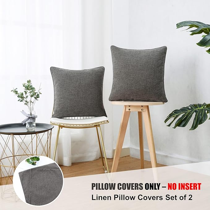 HPUK Linen Throw Pillow Covers Pack of 2, 20x20 Inch Accent Cushion Covers - Image 2
