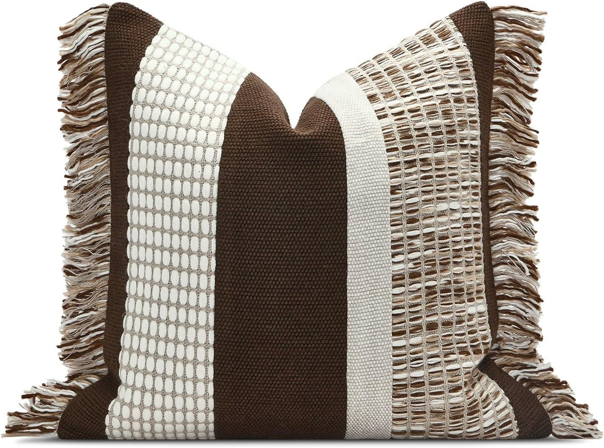 dark brown boho throw pillow cover 20x20", main product view
