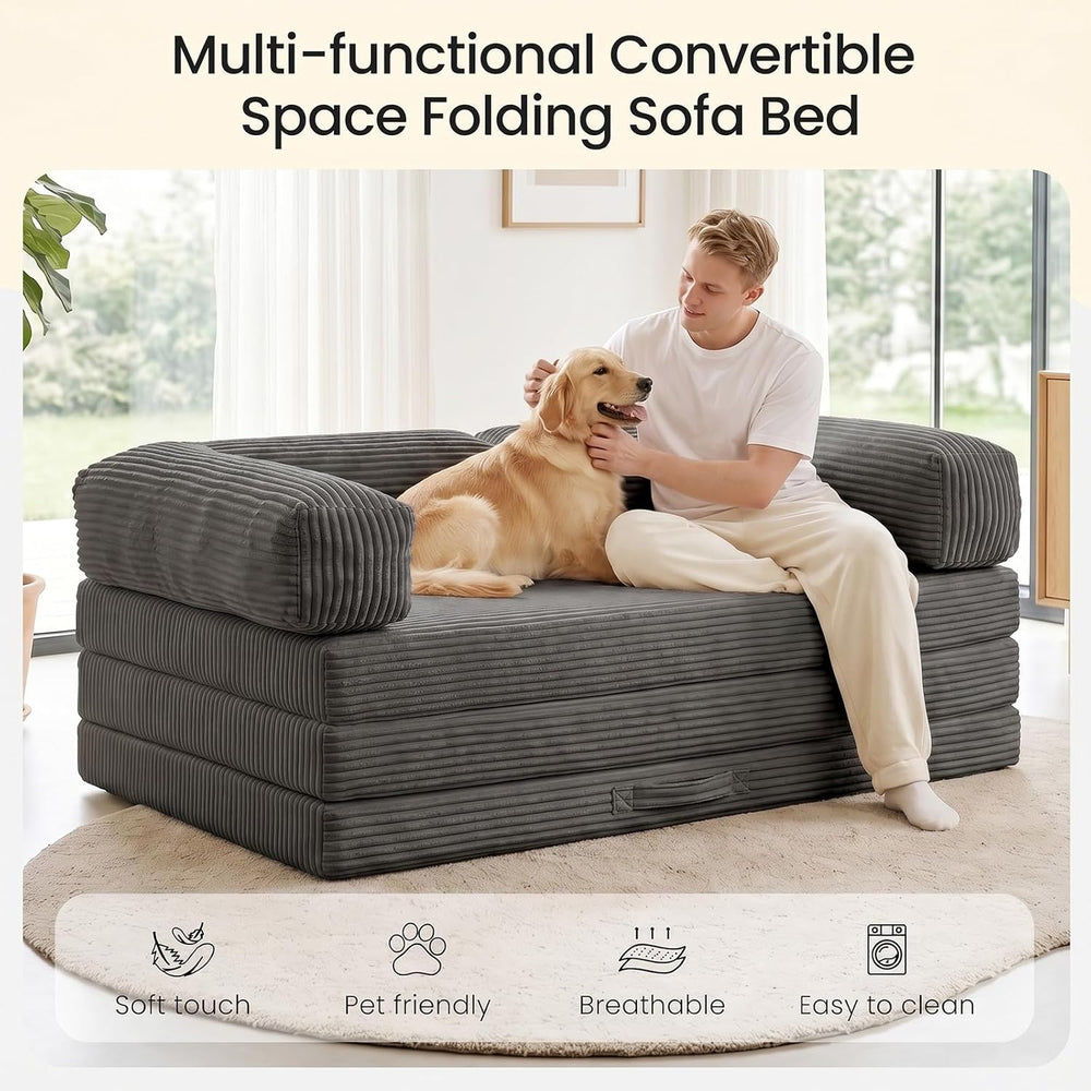Erament Futon Sofa Bed Queen, Convertible Tri Folding Mattress Couch Bed Fold...