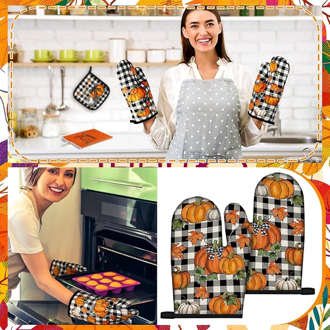 Fanfanwin 10 Pcs Thanksgiving Kitchen Decor Set Kitchen Towels Pot Holders Oven - Image 5