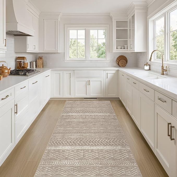Nakagishi Area Rug Living Room Rugs: 3X8 Machine Washable Boho Large Neutral by NakagishiAreaRug