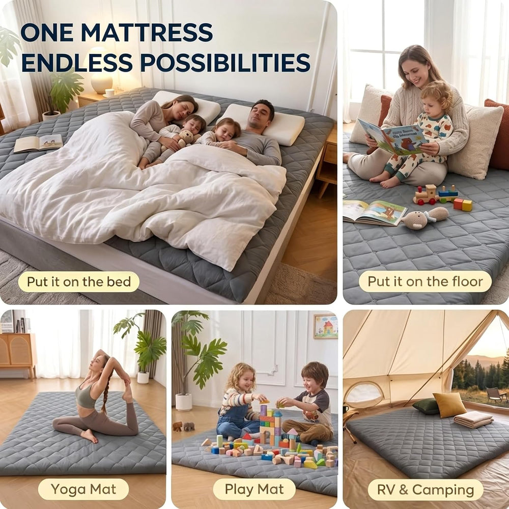 DOWNSTORIA Japanese Floor Mattress, 2.5 inch Futon Mattress Roll Up Tatami Ma...