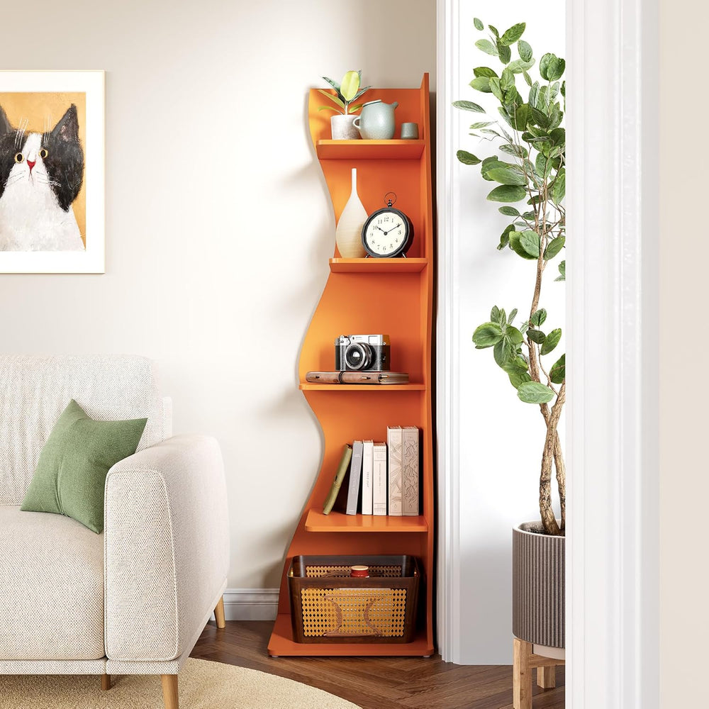 LITTLE TREE Small Corner Shelf, Modern 5-Tier Wall Corner Bookshelf, Stylish ...