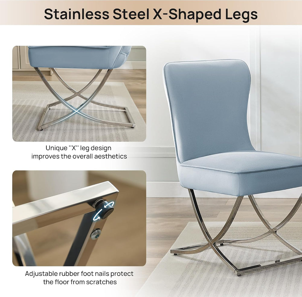 WUTUTUEE Luxury Velvet Dining Chairs, Tufted Upholstered Armless Accent Chair...