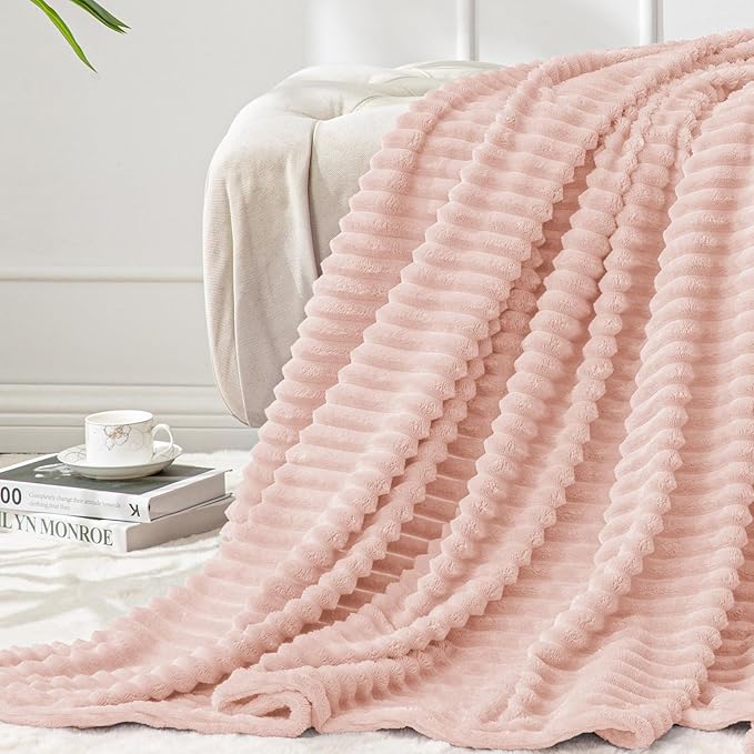 BEDELITE Fleece Blanket Twin Size – 3D Ribbed Jacquard Soft and Warm Decorative by BEDELITE