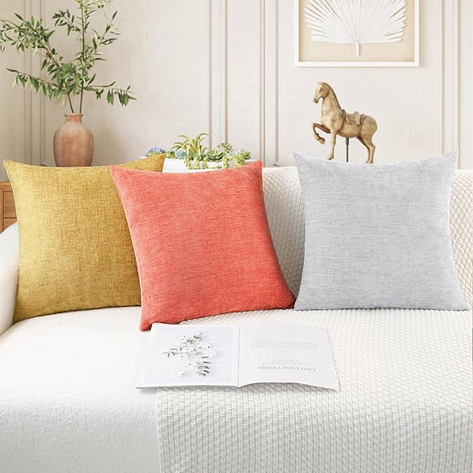 CaliTime Throw Pillow Covers Decorative 22 X 22 Inches Pack of 2 Cozy Chenille - Image 5