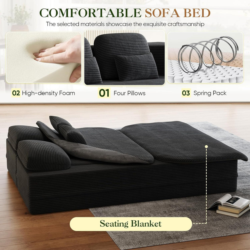 Antetek Convertible Sleeper Sofa, Modern Folding Futon Corduroy Floor Foam Co...