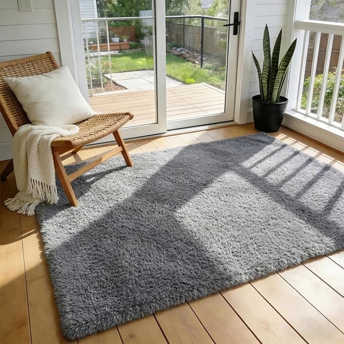 Ophanie 3x5 Rug, Dorm Bedside Preppy Area Rug, College Essentials Non Slip Grey by Ophanie