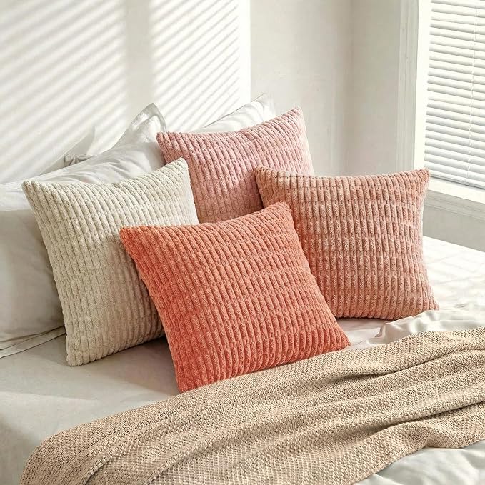 Fancy Homi 4 Packs Blush Pink Decorative Throw Pillow Covers 20x20 Inch - Image 8