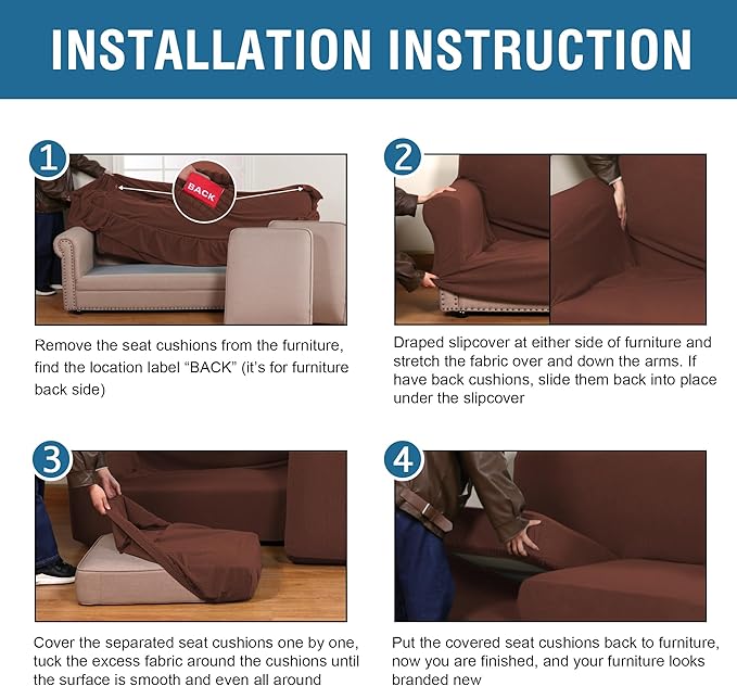 H.VERSAILTEX 4 Piece Stretch Sofa Covers - Image 6