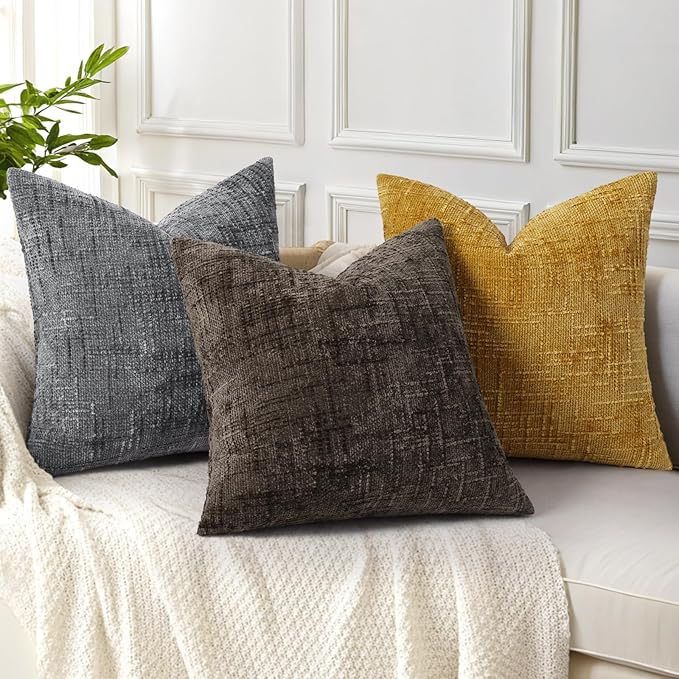 decorUhome Dark Brown Chenille Throw Pillow Covers 12x20 Set of 2 Textured Soft - Image 5