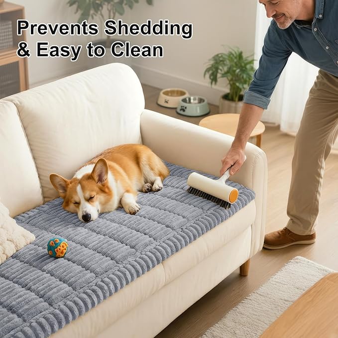 Smiry Couch Cover for Dogs Washable, Non Slip Fuzzy Pet Couch Covers for 3 - Image 6
