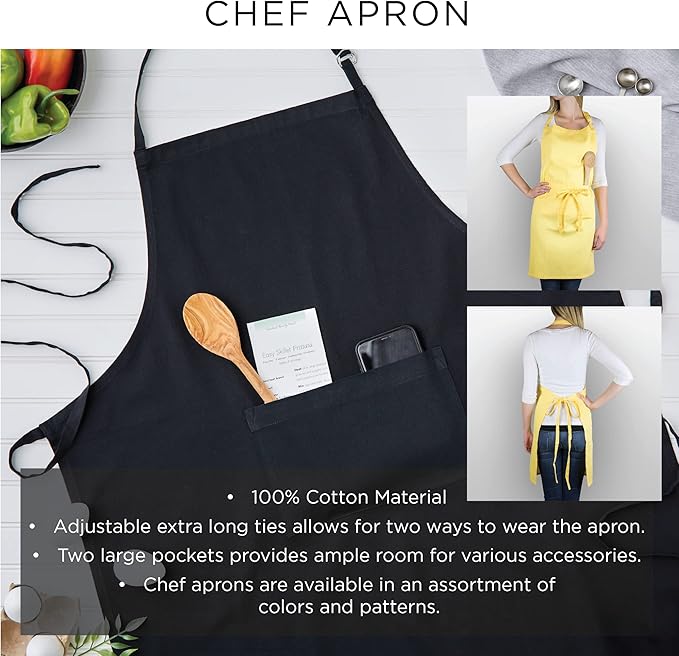 DII 100% Cotton Solid Chambray Kitchen Set, Chef Apron, 1 Piece - Image 9