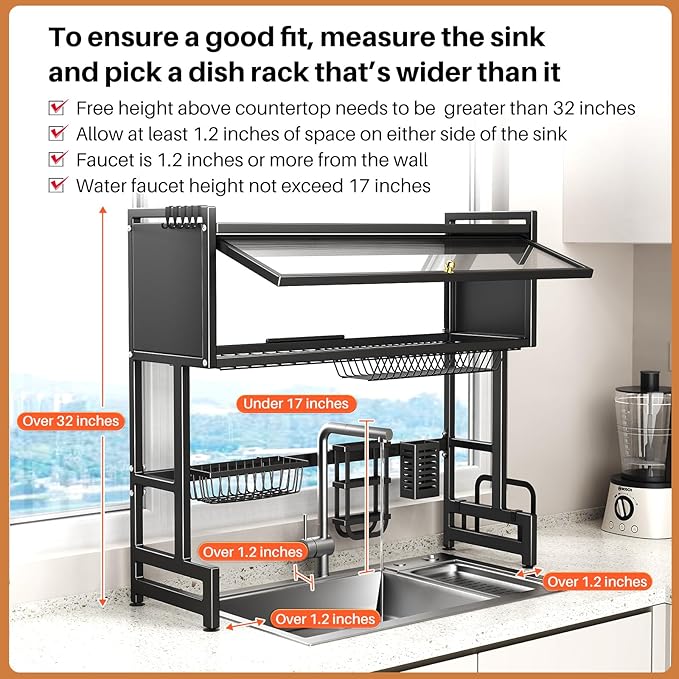 Over The Sink Dish Drainer Drying Rack 3 Tiers - Image 9