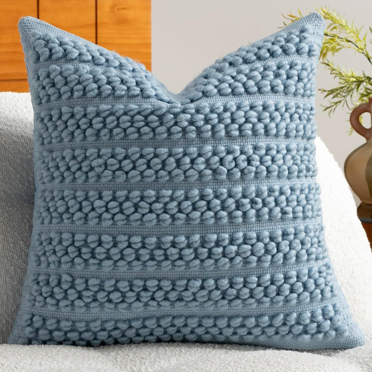 wool boucle throw pillow cover premium chic accents shown in use