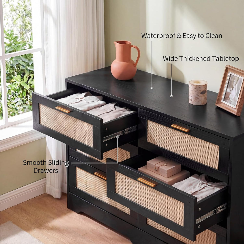 Dresser for Bedroom 6 Drawer Dresser Bedroom Furniture Storage for Bedroom Li...