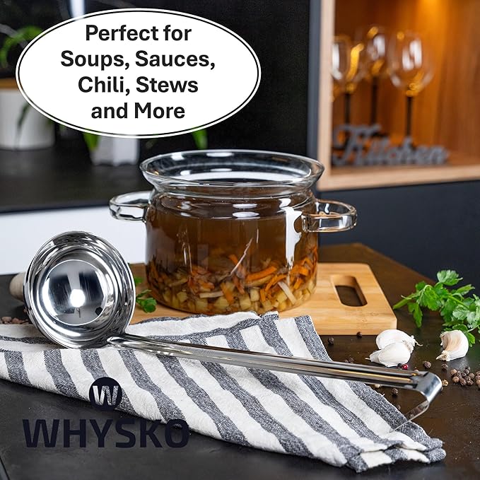 Whysko Soup Ladles Stainless Steel, Rustproof Heat-Resistant Materials - Image 3