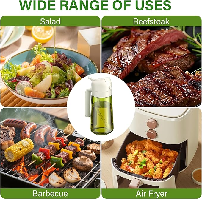 Vakoo Oil Sprayer for Cooking, 2 in 1 Oil Dispenser for Kitchen, 16oz/470ml - Image 6