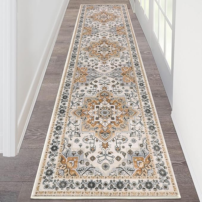 HEBE Hallway Runner Rug 2'x8' Washable Vintage Distressed Area Rugs Non Slip by HEBE