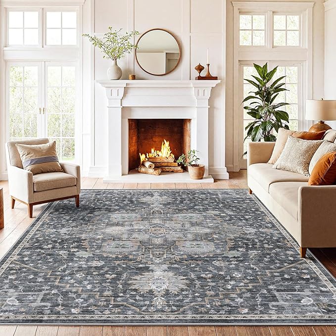AMADA HOMEFURNISHING 5x7 Area Rugs, Washable Living Room Rug Low-Profile by AMADAHOMEFURNISHING