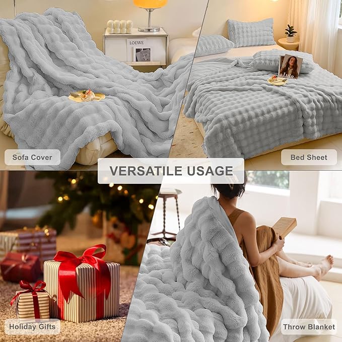 HANDONTIME Plush Sofa Covers Washable Rabbit Plush Couch Cover Soft Cozy Faux - Image 5