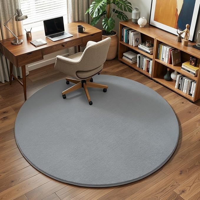 Amearea Grey Round Area Rugs 5ft Washable Circle Rugs - Image 7