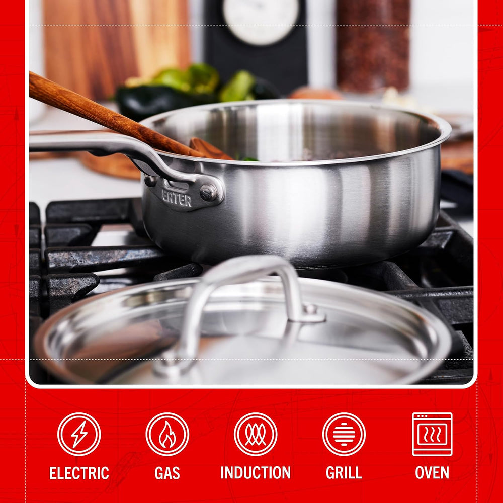 Heritage Steel x Eater 2 Quart Saucepan with Lid | Made in USA | 5-Ply Fully ...