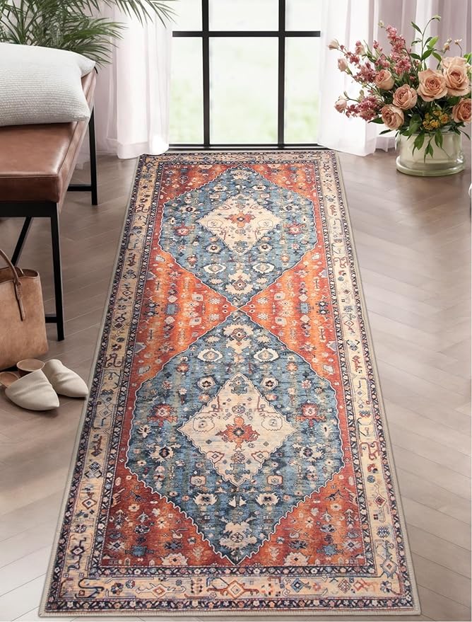 SERISSA Boho Washable Runner Rug, 2x5 Rug Non-Slip Tribal Hallway Kitchen by SERISSAHomeDecorCollection