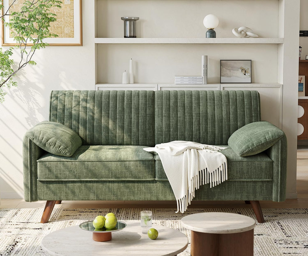 ONBRILL 64.5" Loveseat Sofa, Chenille Loveseat Couch for Living Room, Green