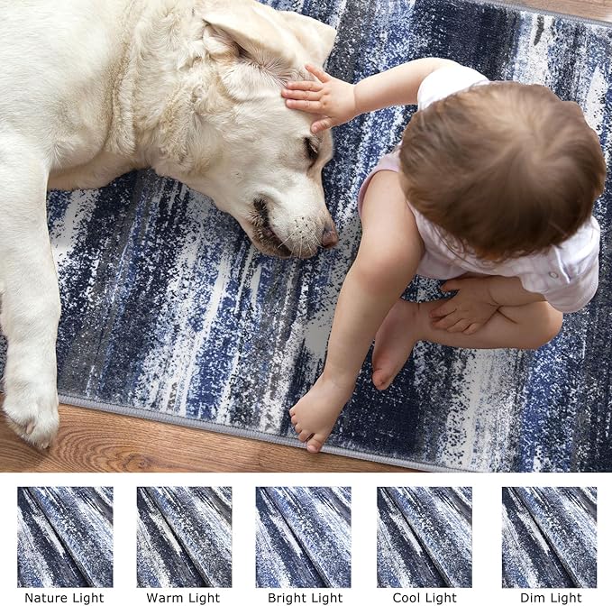 Lansny Modern Abstract Entryway Rug Indoor 2x3 Washable Rug Non-Slip Soft Small - Image 7