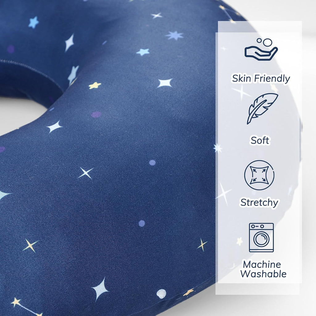 Pea Pod Nursing Pillow Cover 2 Pack Soft & Adorable Slipcovers for Breastfeeding Pillows, Comfortable Stretchy Feeding Pillow Covers for Baby Girls Boys Newborn, Removeable Pillow Case (Outer Space)
