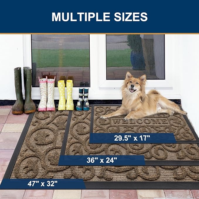 Smiry Welcome Door Mat Outside Entrance, Heavy Duty Trap Dirt and Moisture Easy - Image 2