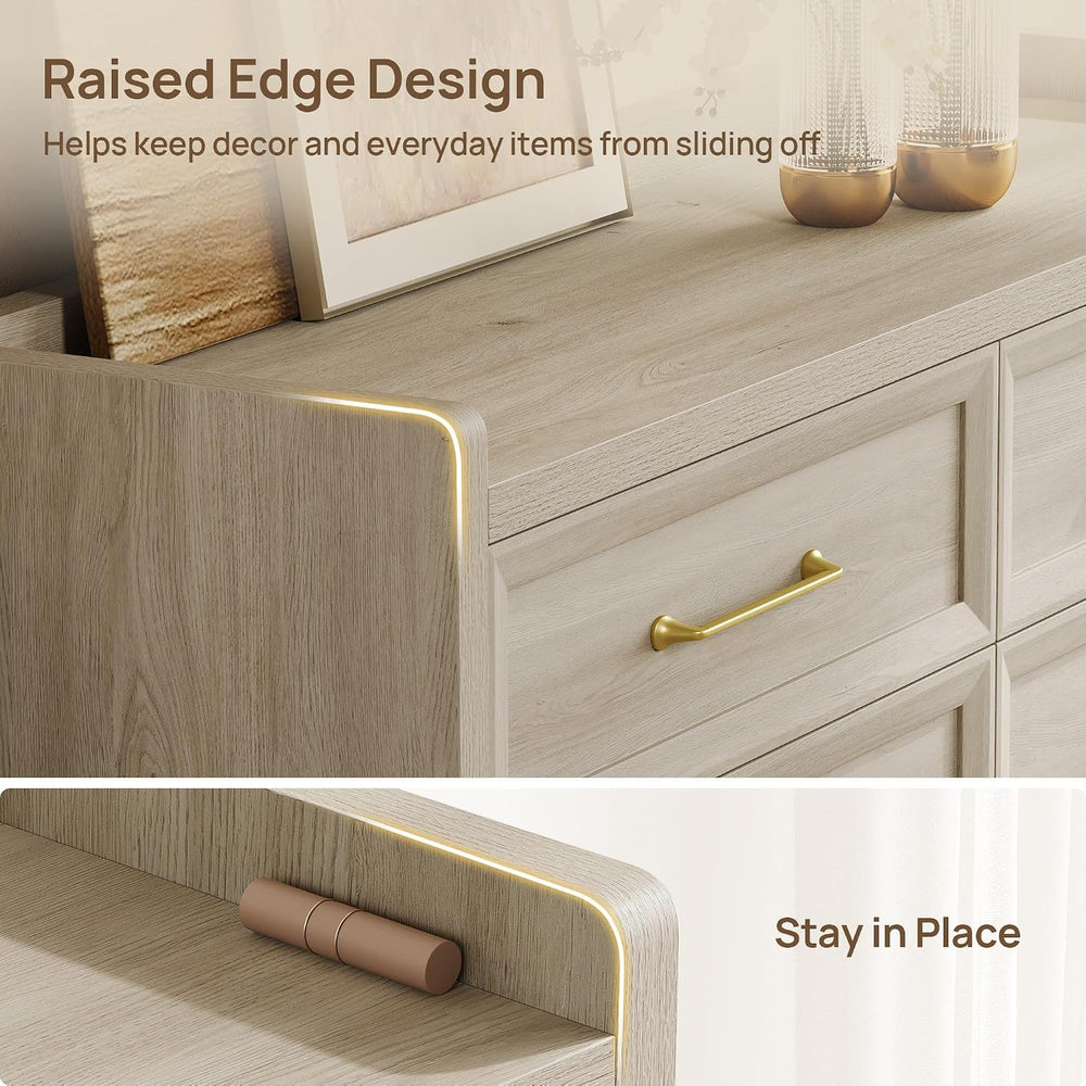 SICOTAS 6 Drawer Dresser for Bedroom-56.4" Extra-Wide Wood Chest of Drawers