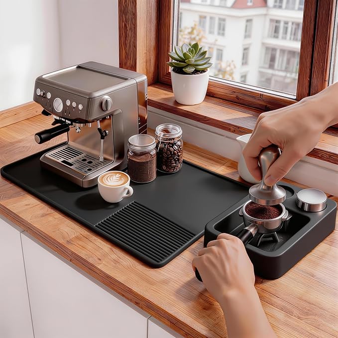 Silicone Coffee Mat and Espresso Tamping Mat, Detachable Espresso Coffee Bar