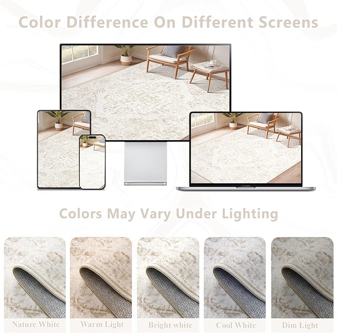 6x9 Area Rugs for Living Room: Washable Rug Vintage Large Rugs Soft Non Slip - Image 8