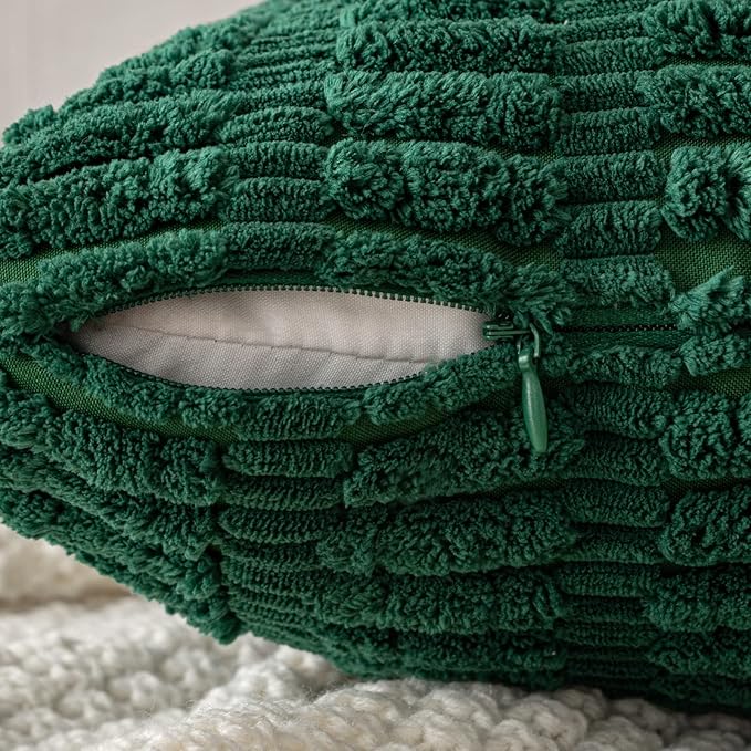 MIULEE Pack of 2 Dark Green Corduroy Decorative Pillow Covers 18x18 Inch Soft - Image 5