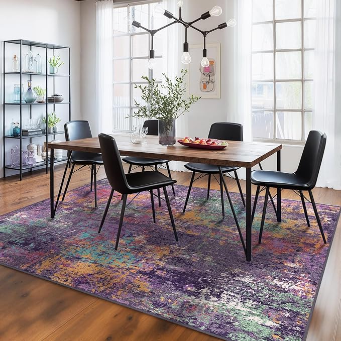Washable Area Rugs 5'x7' Non-Slip Modern Abstract Soft - Image 2