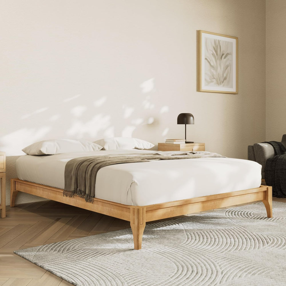 Merax Full Size Bamboo Japanese Joinery Bed Frame, Tools Free, Natural