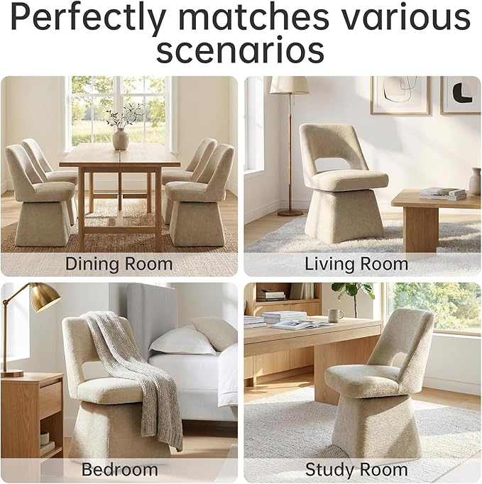 VKNOW Upholstered Swivel Dining Chairs Set of 2, Modern Dining Room Chairs wi...