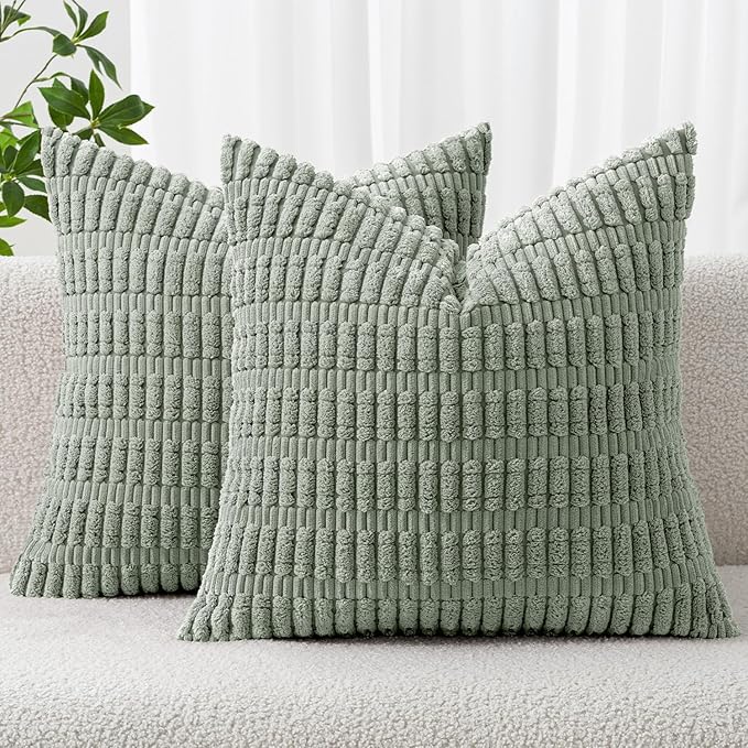 MIULEE Pack of 2 Spring Corduroy Decorative Euro Sham Throw Pillow Covers 24x24 by MIULEE
